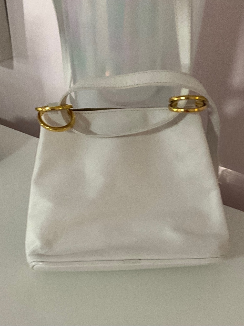 Paloma Picasso White Shoulder Bag with Gold X Accent - Picture 5 of 7